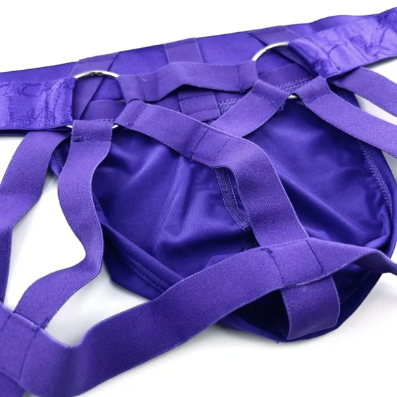 Jockmail Purple Medium Jock Thong Metal Rings - Picture 5 of 8